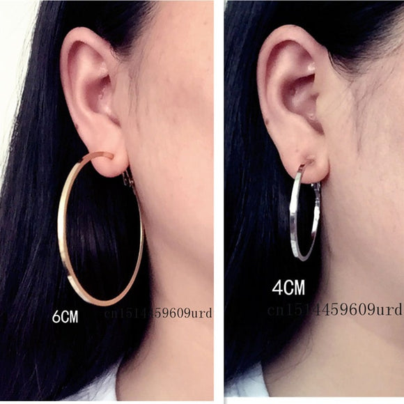 Earrings Big small circle gold silver Square line