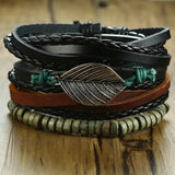 Wristband Mix 4Pcs/ Set Braided Wrap Leather Bracelets