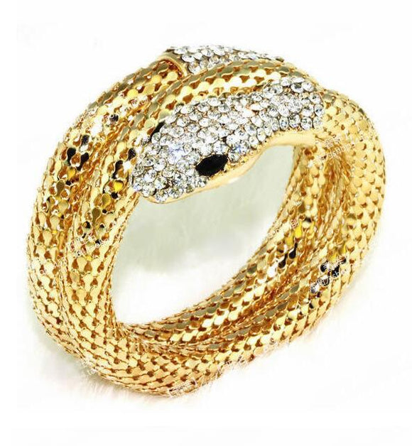 BANGLE Vintage Punk Rhinestone Curved Stretch Cuff Bracelets