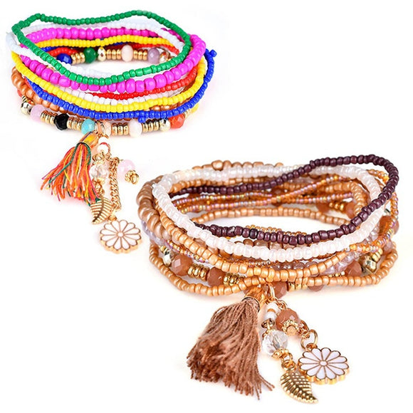 Wristband 8pcs/set Bohemian Style Charm Beads Bracelets For Women