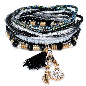 Wristband 8pcs/set Bohemian Style Charm Beads Bracelets For Women