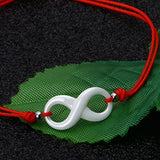 BANGLE Red Thread Charm Amulet Innocuous Infinite Ceramic Red Black Rope Bracelet