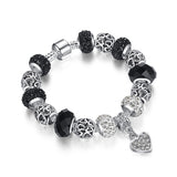 BANGLE 925 Enamel Silver Crystal Beads Charms Bracelet