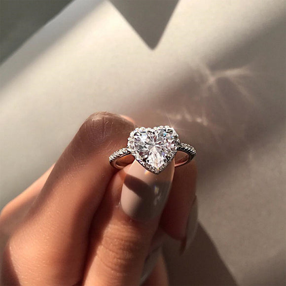 Rings  Crystal Heart Shaped Wedding