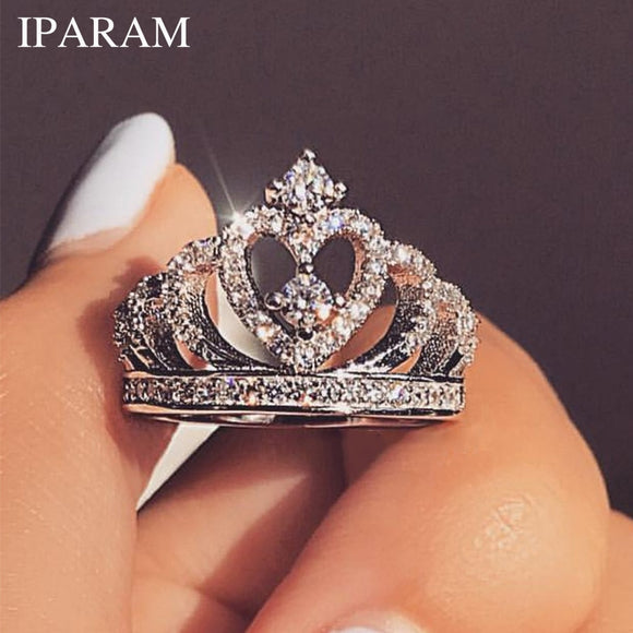 Rings  Fashion Luxury Silver Zirconia Crown  Women's Wedding Party AAA Zircon Crystal