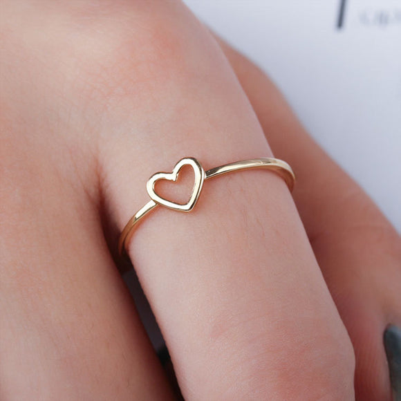 Rings 2019 New Minimalist Copper Rose Gold Silver Color Heart Shaped Wedding