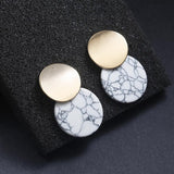 Earrings New Fashion Stud Earrings Black White Stone Geometric