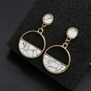 Earrings New Fashion Stud Earrings Black White Stone Geometric