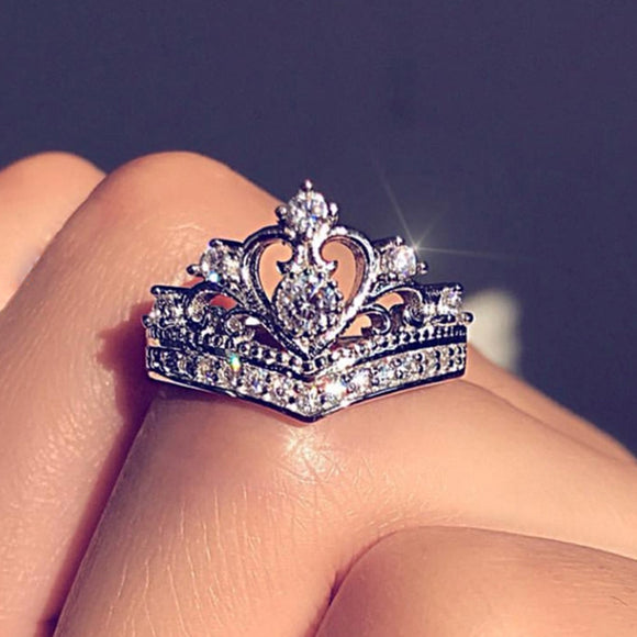 Rings  New Rose Gold Silver Zircon Crown