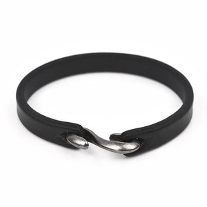 Wristband  Bracelet Vintage Black/Brown Genuine Leather Hook Bracelet