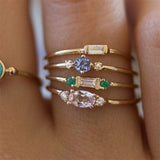 Rings  4 Pcs/set Crystal Zircon Gold Ring Set 2019