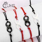 BANGLE Red Thread Charm Amulet Innocuous Infinite Ceramic Red Black Rope Bracelet