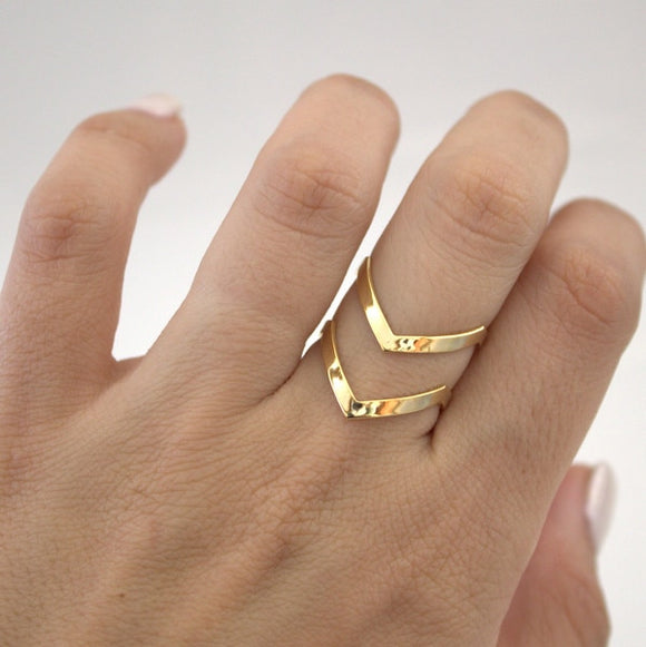 Rings  2019 New Fashion Boho Double Lines V Chevron