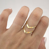 Rings  2019 New Fashion Boho Double Lines V Chevron