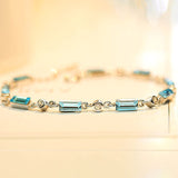 BANGLE  Blue Crystal Bracelet For Wedding Silver Bracelet