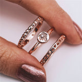 Rings  3Pcs/Set Fashion Geometry Intersect Crystal