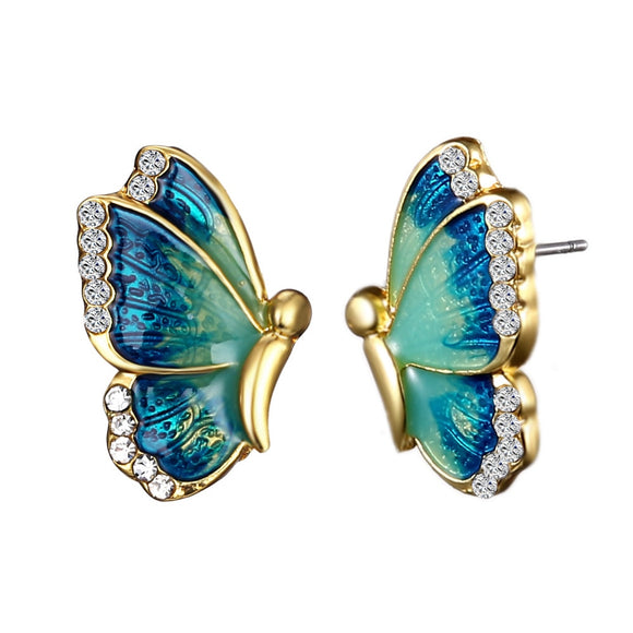 Earrings Oil Painted Butterfly Stud
