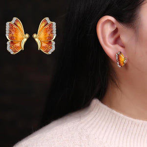 Earrings Oil Painted Butterfly Stud