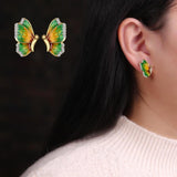 Earrings Oil Painted Butterfly Stud