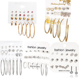 Earrings Vintage Geometric Crystal Earrings Set