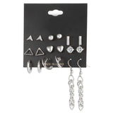 Earrings Vintage Geometric Crystal Earrings Set