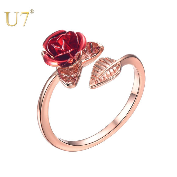 Rings Hot Sale Rings Adjustable Rose Flower Gold Color Opening