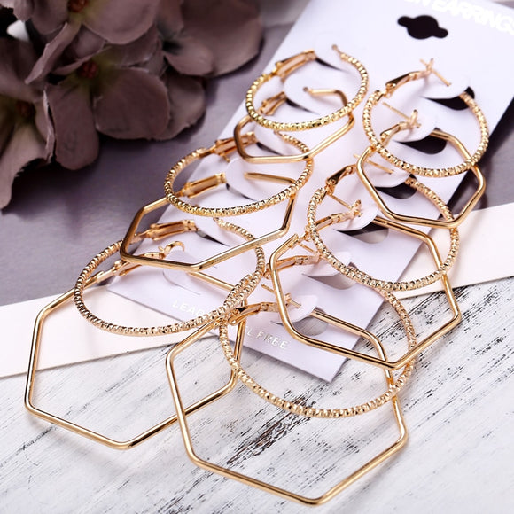 Earrings I  Fashion Geometric Big Round Earrings Set