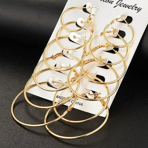 Earrings I  Fashion Geometric Big Round Earrings Set