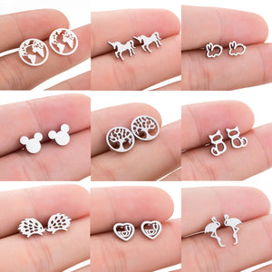 Earrings Stainless Steel Cartoon Mickey Stud