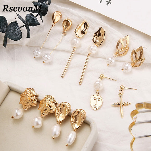 Earrings New Design Matte Metal Gold Asymmetric Cross Heart