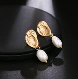 Earrings New Design Matte Metal Gold Asymmetric Cross Heart