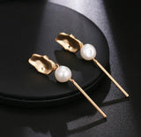 Earrings New Design Matte Metal Gold Asymmetric Cross Heart