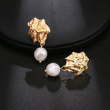 Earrings New Design Matte Metal Gold Asymmetric Cross Heart