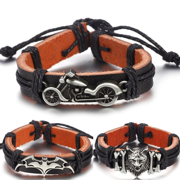 WRISTBAND Motorcycle Batman Leather Bracelet