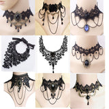 NECKLACES & PENDANTS New Collares Sexy Gothic Chokers Crystal Black Lace Neck Choker