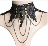 NECKLACES & PENDANTS New Collares Sexy Gothic Chokers Crystal Black Lace Neck Choker