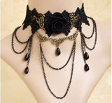 NECKLACES & PENDANTS New Collares Sexy Gothic Chokers Crystal Black Lace Neck Choker