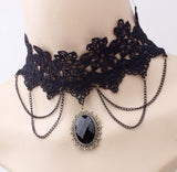 NECKLACES & PENDANTS New Collares Sexy Gothic Chokers Crystal Black Lace Neck Choker