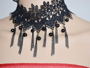 NECKLACES & PENDANTS New Collares Sexy Gothic Chokers Crystal Black Lace Neck Choker