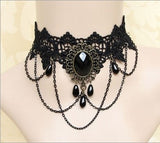 NECKLACES & PENDANTS New Collares Sexy Gothic Chokers Crystal Black Lace Neck Choker