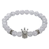 Wristband Fashion 2PCS/Set Couple His Hers 6mm Stone Bead CZ Crown Bracelet