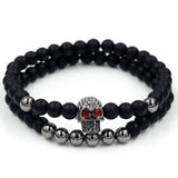 Wristband Fashion 2PCS/Set Couple His Hers 6mm Stone Bead CZ Crown Bracelet