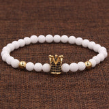 Wristband Fashion 2PCS/Set Couple His Hers 6mm Stone Bead CZ Crown Bracelet