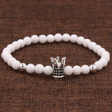 Wristband Fashion 2PCS/Set Couple His Hers 6mm Stone Bead CZ Crown Bracelet