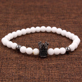 Wristband Fashion 2PCS/Set Couple His Hers 6mm Stone Bead CZ Crown Bracelet