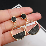 Earrings New Fashion Stud Earrings Black White Stone Geometric