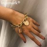 BANGLE Punk Lover's Lock Pendant Bracelets