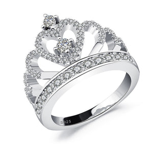 Rings Princess Style  Hollow Heart Silver/Rose Gold Color Crown