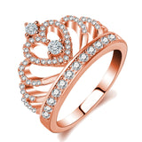 Rings Princess Style  Hollow Heart Silver/Rose Gold Color Crown