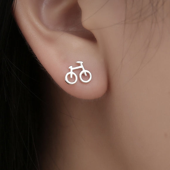 Earrings Personalized Silver Mini Bicycle Stud